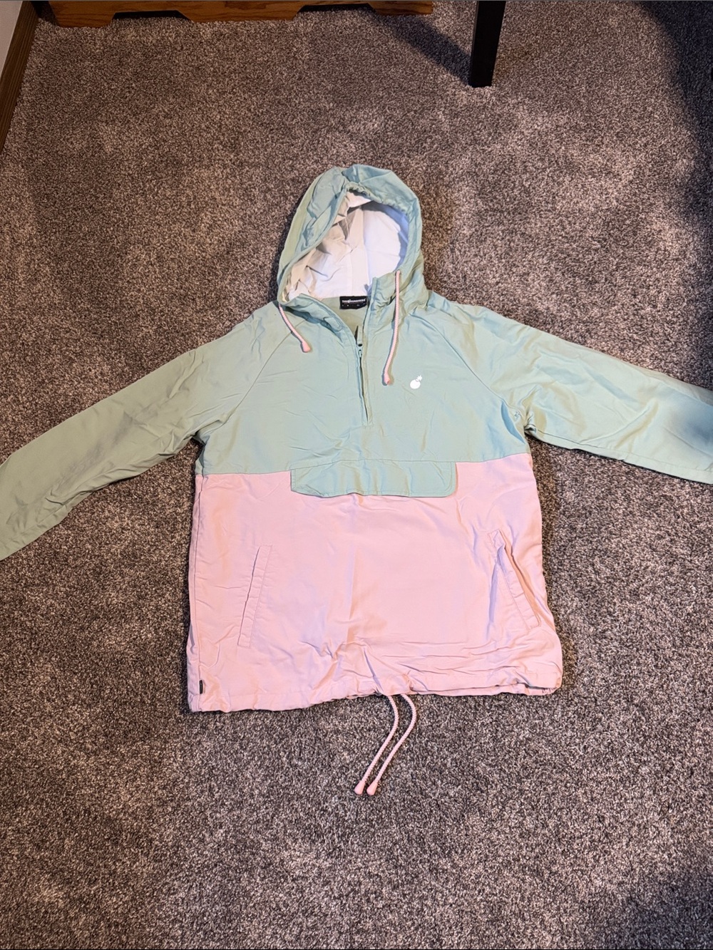 The Hundreds Two-Tone Hooded Pullover Jacket in Mint & Light Pink